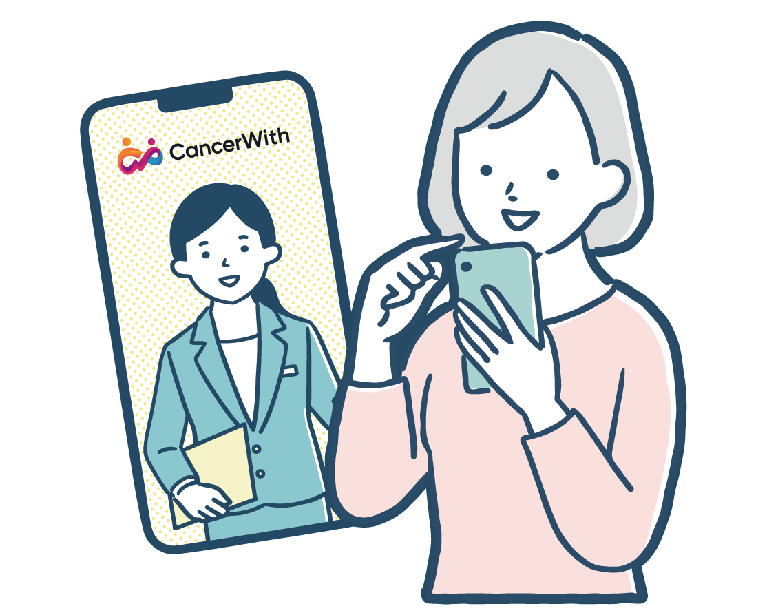 独自プラットフォーム「CancerWith（キャンサーウィズ）」を利用する女性ユーザーのイメージ